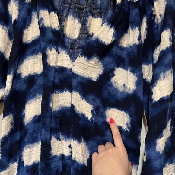 Anthropologie Porridge Tie Dye Peasant Top blue white M gorgeous - Picture 6 of 8